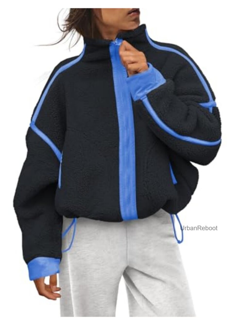 Fleece Zip Up Jacket Fuzzy Sherpa Teddy Coat with Pockets